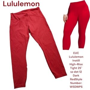 Lululemon Instill HR Tight 25" Ankle Crop Dark Red Women's Sz 12 W5DWPS
